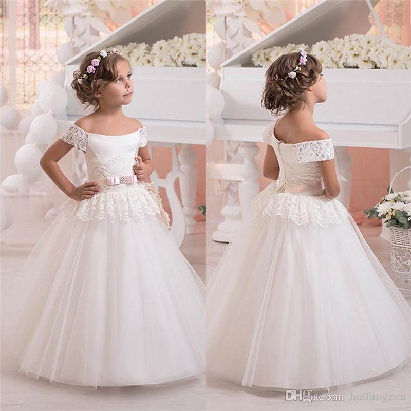off shoulder flower girl dress