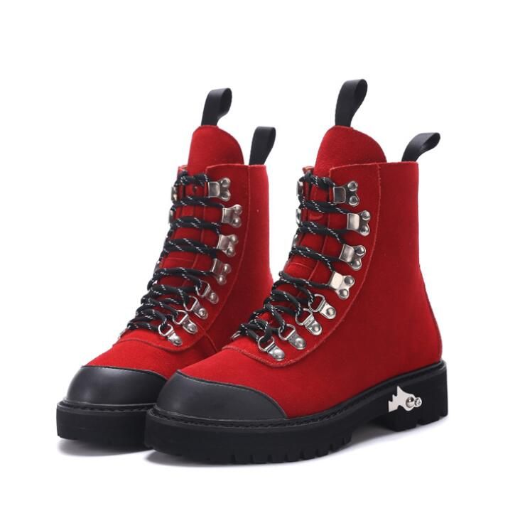 red combat boots womens