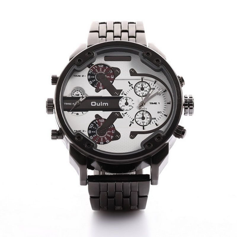 Luxury 5.5CM Big Face High Quality Stainless Steel Watch Black Mens And
