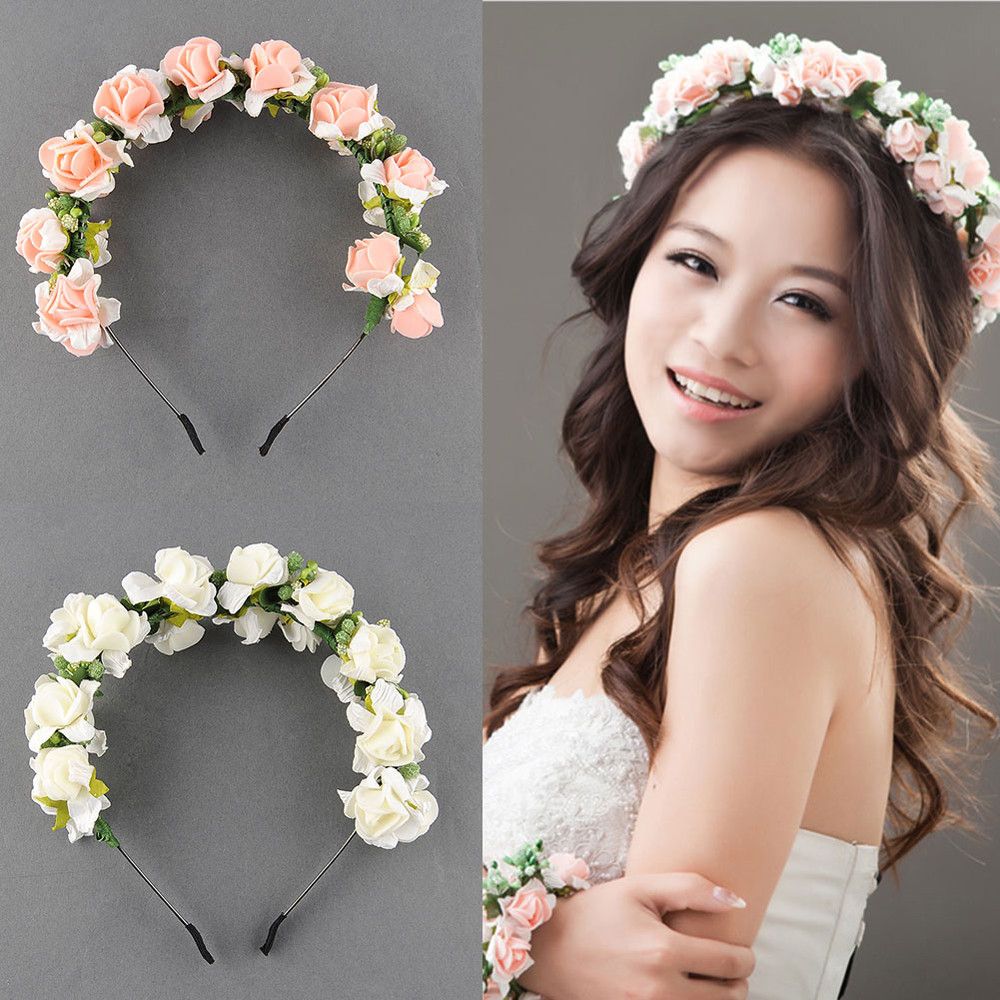 Flower Garland Floral Bridal Headband Hairband Wedding Prom Flower