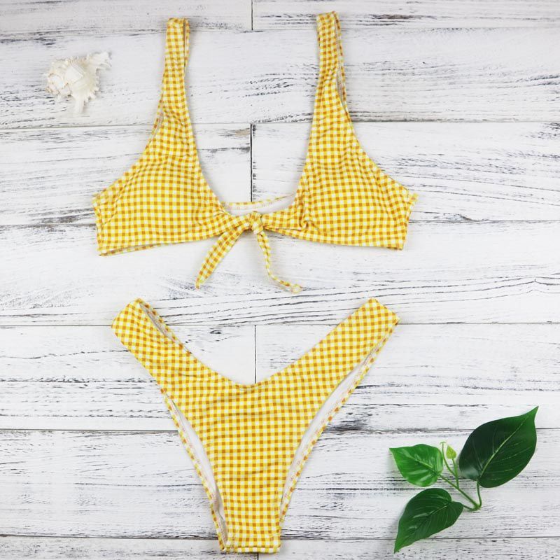 yellow checkered bikini