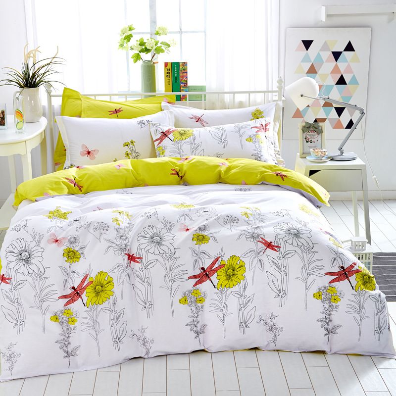 Multi Color Fresh And Romantic Stlye Four Piece 100 Cotton Duvet