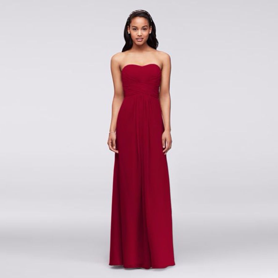 strapless chiffon dress