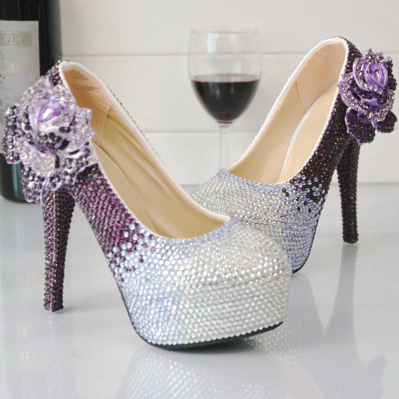 purple rhinestone shoes