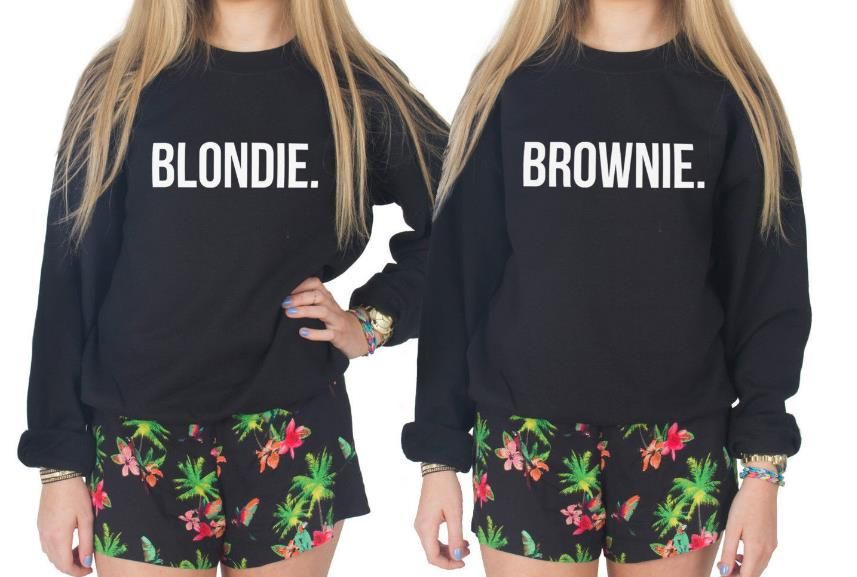 blonde and brunette best friend sweatshirts