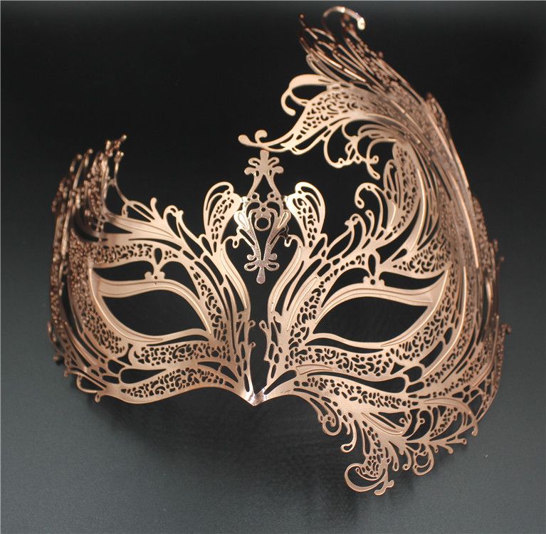 Rose Gold Heart Shaped Venetian Masquerade Mask with Clear Rhinestones Rose Gold Heart Shaped Venetian Masquerade Mask with Clear Rhinestones