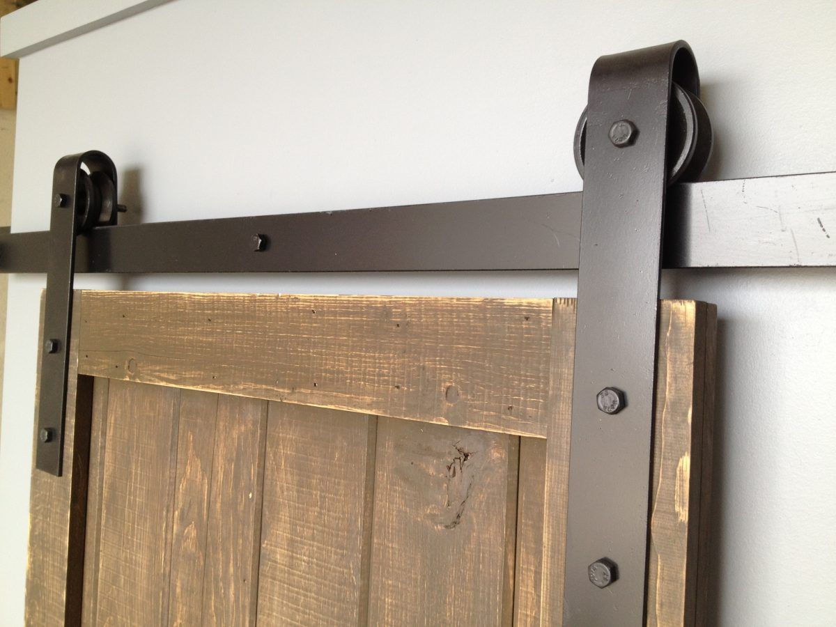 2019 4 8ft Interior Classic Rustic Antique Black Wooden Sliding Barn Door Hardware Interior American Sliding Barn Door Track Roller Kit From