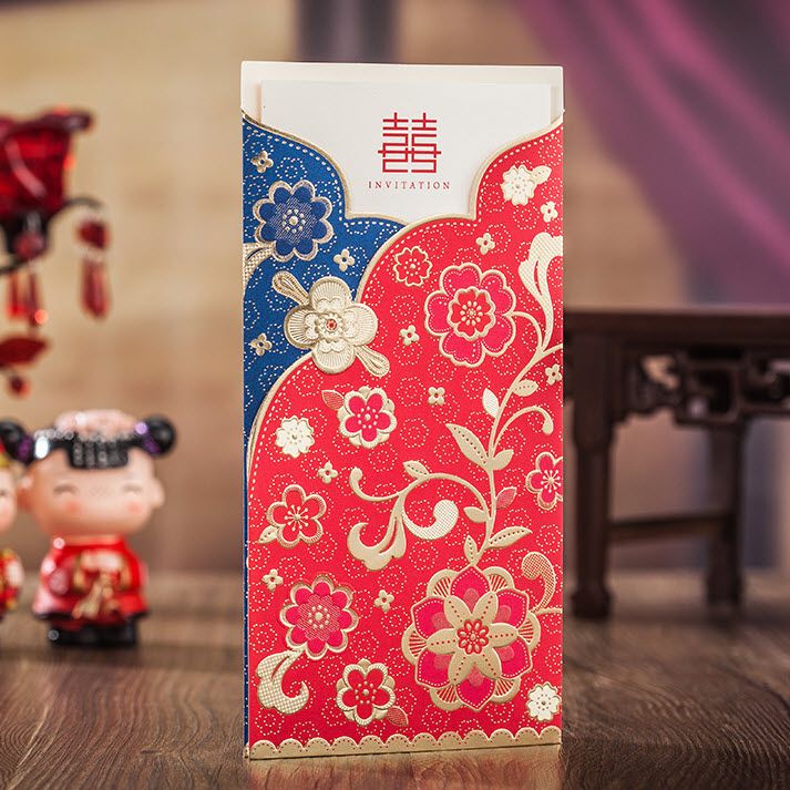 Classiic Chinese Red Blue Dress Wedding Invitations Cards By Wishmade Cw6096 Buy Wedding Invitations Calla Lily Wedding Invitations From Zixuanln 0 7 Dhgate Com