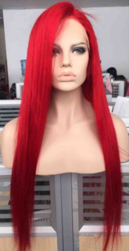 Luxfame Hair Gercek Sac Peruk El Yapimi Tul Peruklar Isabella Kirmizi Duz Dantel Peruk