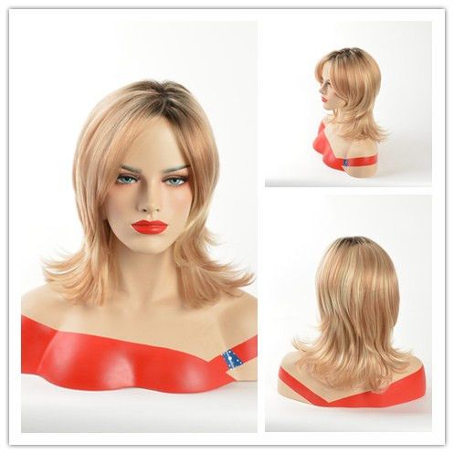 Xiu Zhi Mei Ombre Short Blonde Synthetic Wigs Body Wave Hair For