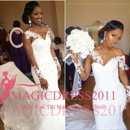 Acheter Bellanaija Mariages 2019 Nigéria Robes De Mariée Sirène Col Pure Manches Longues Appliques Cour Train Vintage Jardin Robes De Mariée De