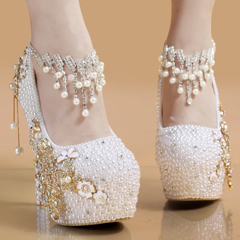 pink heels with pearls