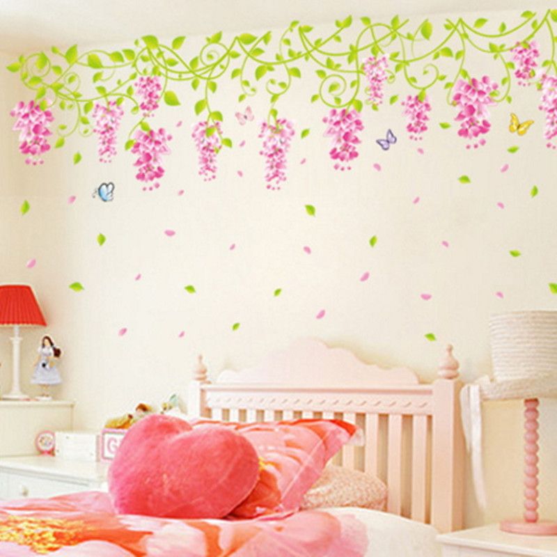 Decoration Children Wall Sticker Wisteria Room Decor Kids Boy Photo Wallpaper Home Art Bedroom Hallway Mural Pvc Girl Child Childrens Bedroom Wall