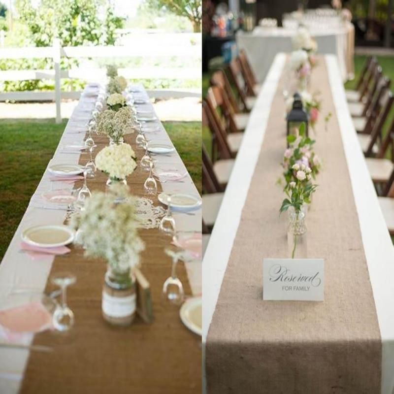 2x Hessian Jute Burlap Party Home Wedding Candle Table Cloth Decoration 6x100cm 