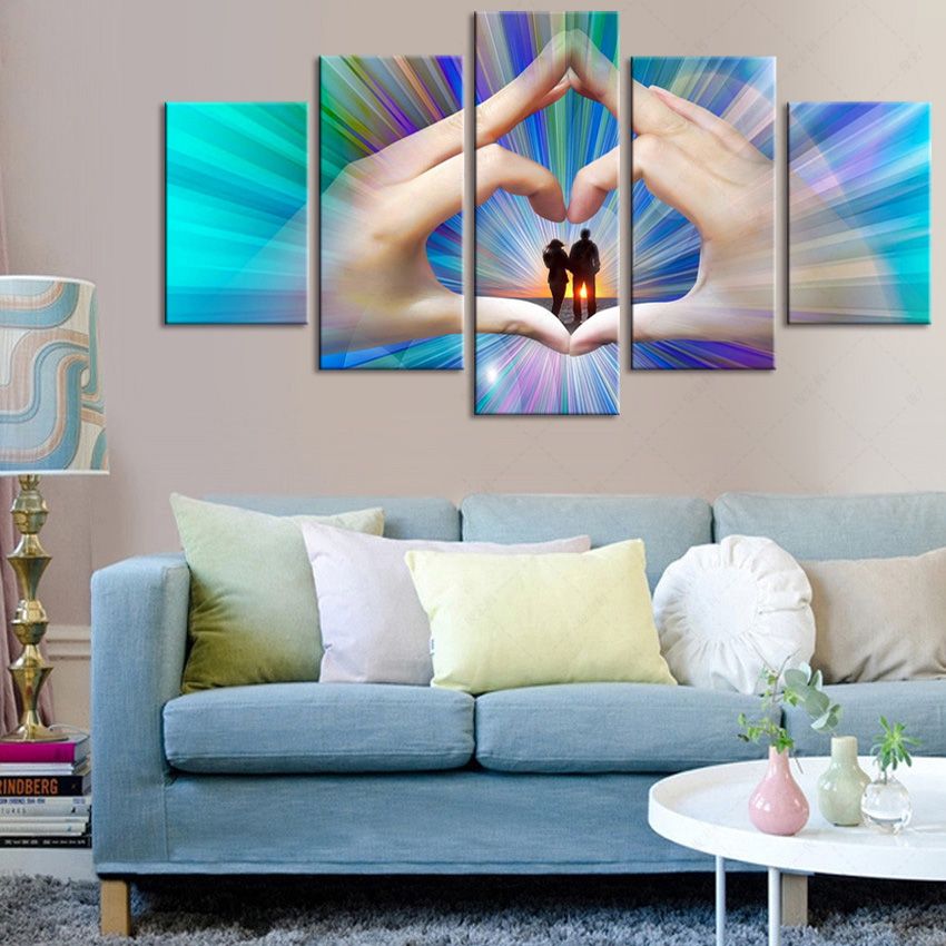 5 Panel Pareja Amor Pinturas Modernas Murales de Pared Arte abstracto Pintura Al Óleo sobre Lienzo 5 Panel Pareja Amor Pinturas Modernas Murales de Pared Arte abstracto Pintura Al Óleo sobre Lienzo