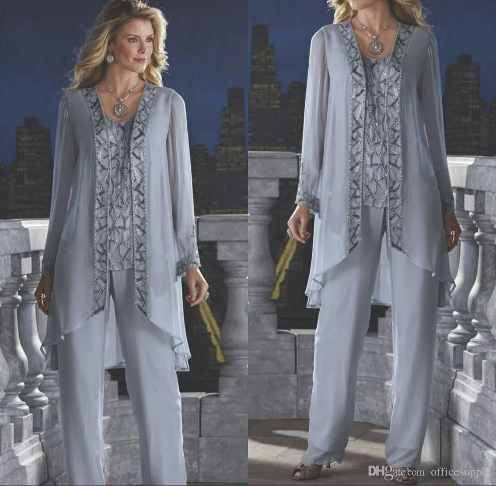 Grosshandel Vintage Plus Size Mutter Der Braut Brautigam Fur Hochzeiten Drei Stucke Hosenanzug Chiffon Strand Langarm Perlen Hochzeit Gast Kleid Von Officesupply 80 08 Auf De Dhgate Com Dhgate