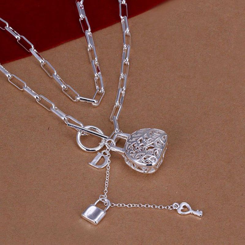 Joyas De Plata 925 Silver Lock&Key Handbag Colgante Necklaces Jewelry ...