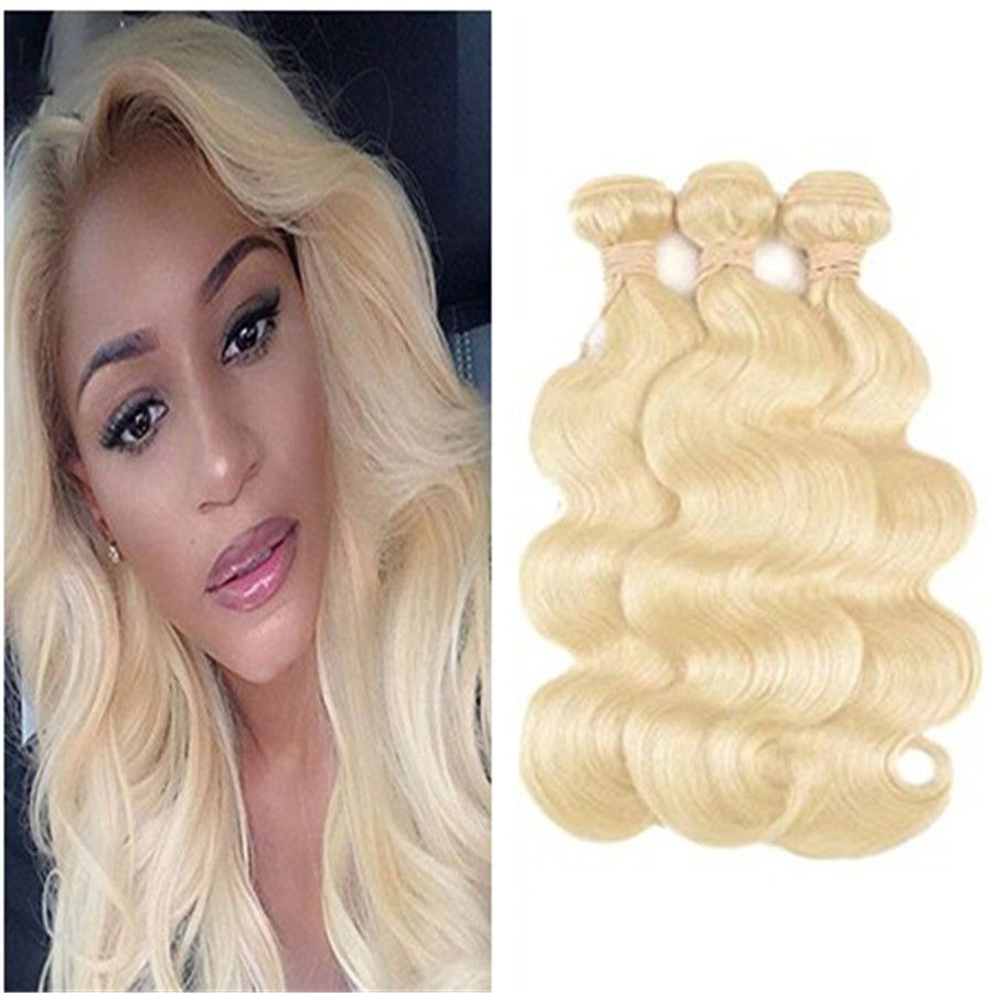 2019 Brazilian Body Wave Hair Double Wefts 613 Bleach Blonde