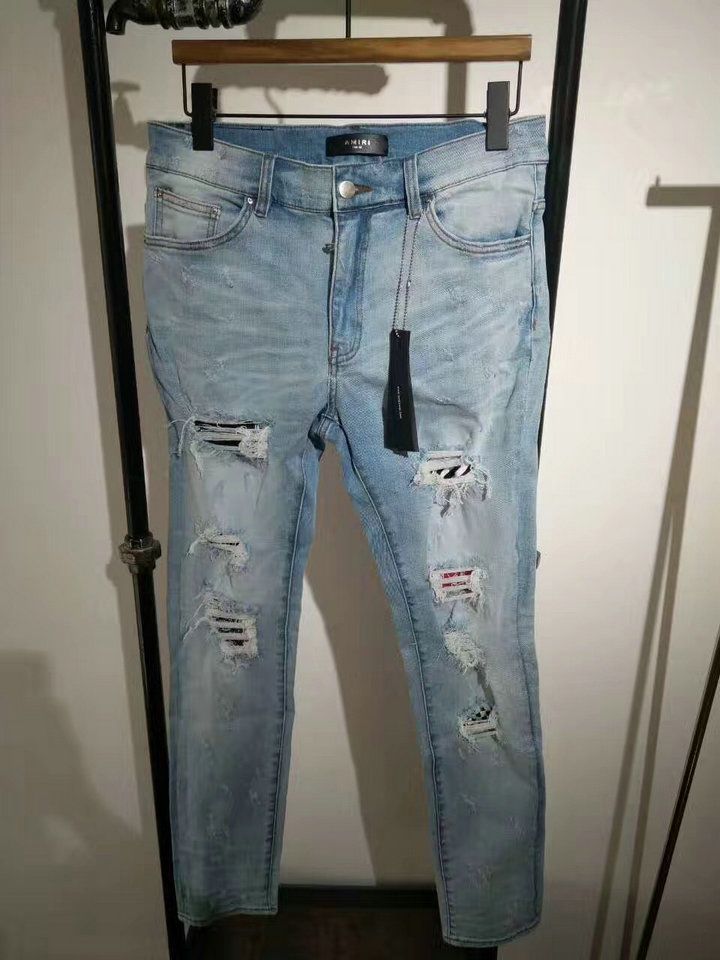 Acquistare 2017 S / S Amiri La Paura Di Dio Jeans Mens Ginocchio Lato  Chiusura Lampo Slim Afflitto Jeans Taglio Tagliato Jeans Strappati UOMO  Liberi La Nave Economico | Consegna Veloce E
