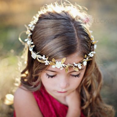 Baby Hair Beach Garlands Diy Gold Leaf Flower Headbands Girl