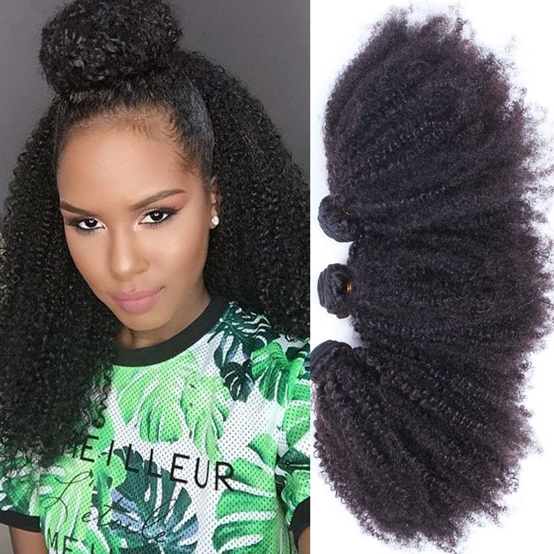 2017 Hot Sale Afro Kinky Curly Human Hair Weave 10 30 Unprocessed