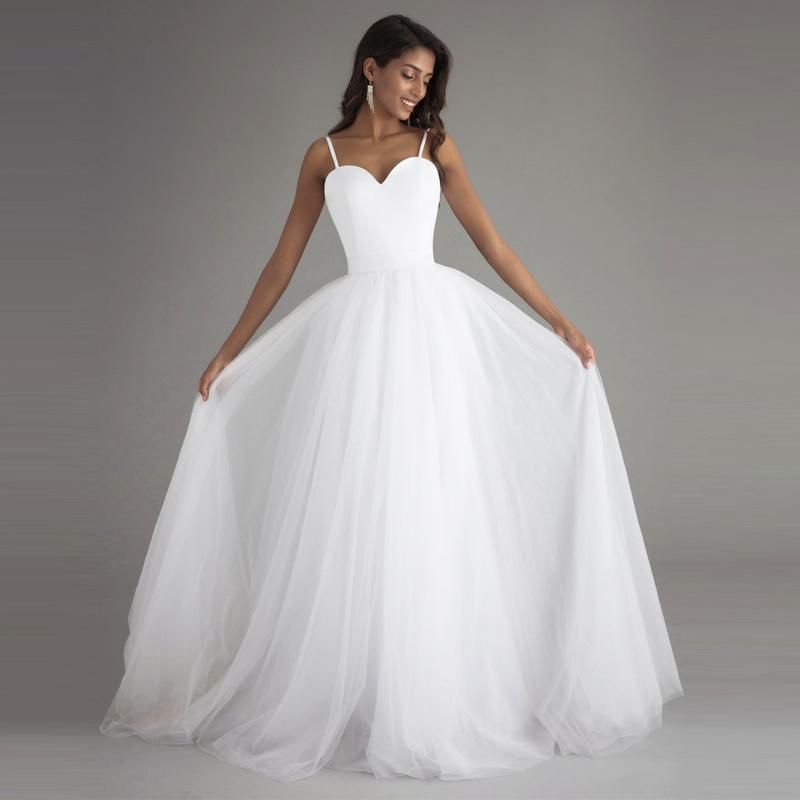 spaghetti strap beach wedding dress