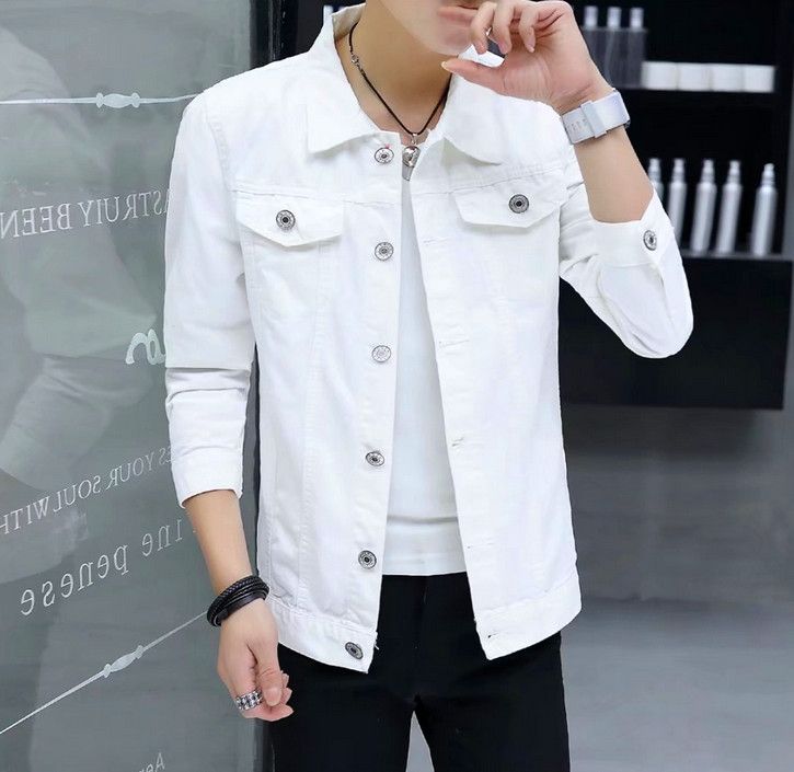 men's white jean jacket