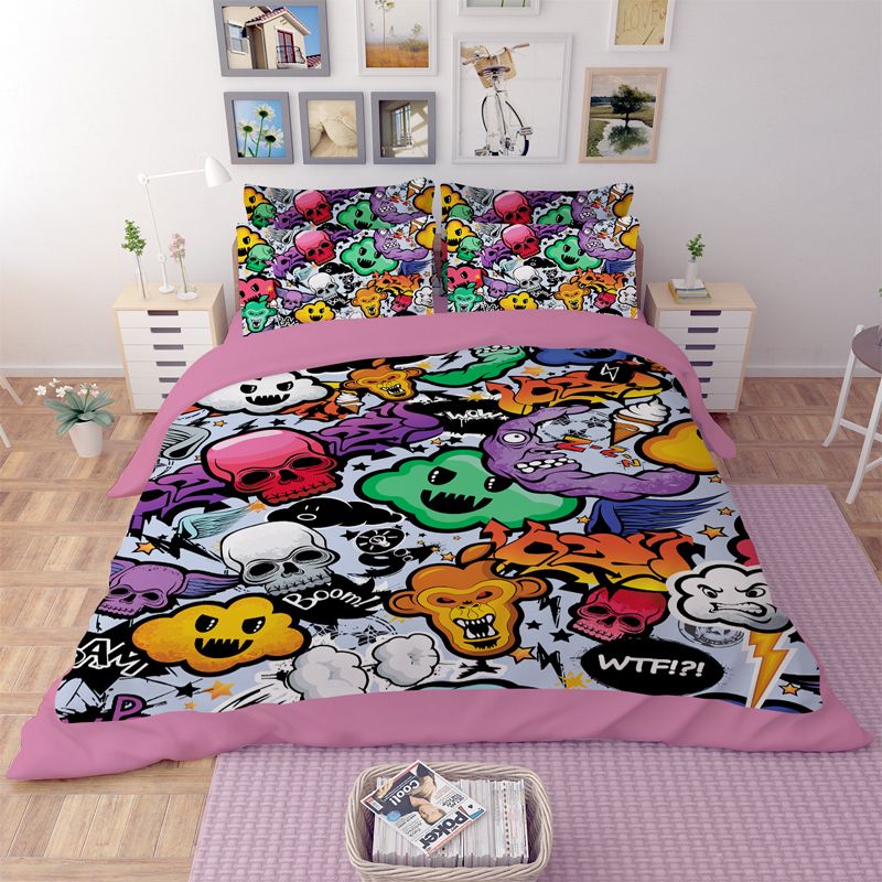 single bed double bed 3d skeleton designer 3 bedding set duvet skeleton bed sheets