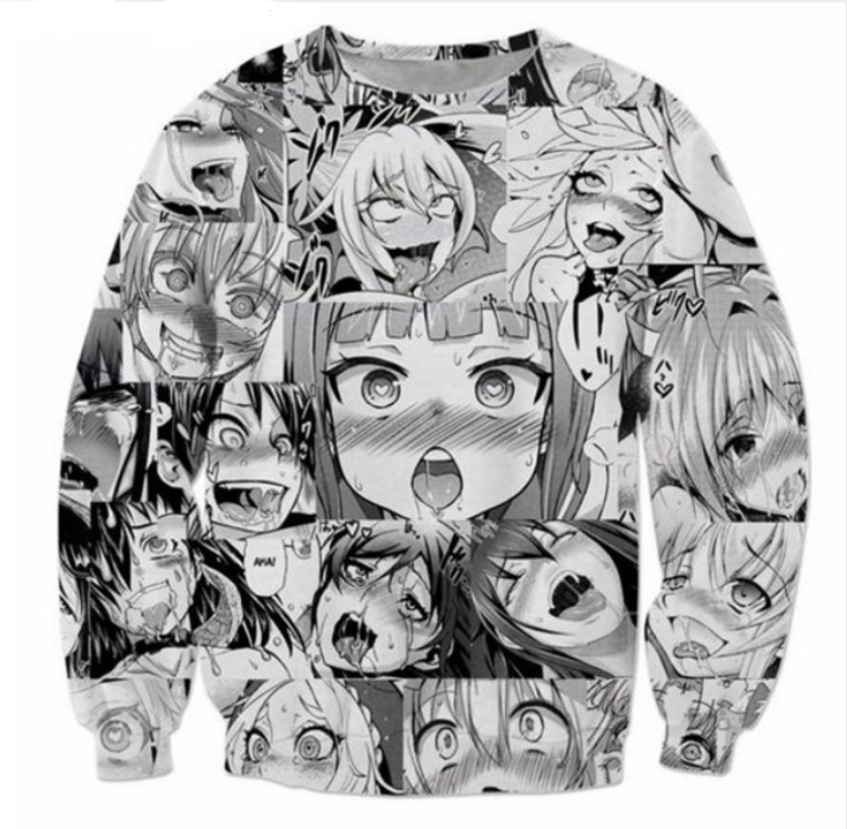 Fashion Womens//Mens Cartoon Ahegao Funny 3D Print Casual Short Sleeve T-Shirt