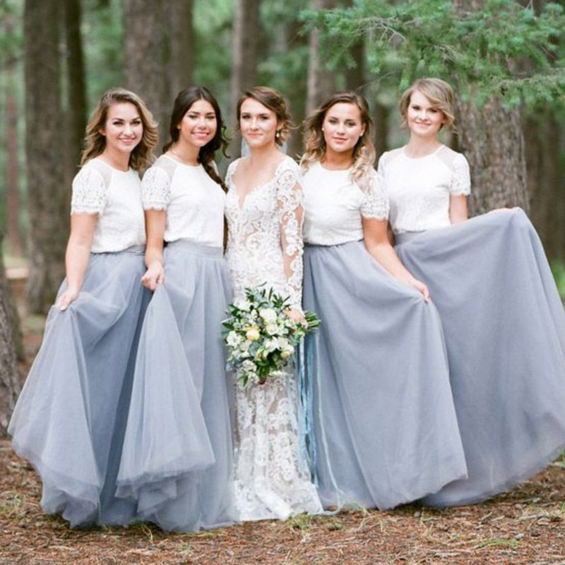 lace two piece bridesmaid dresses