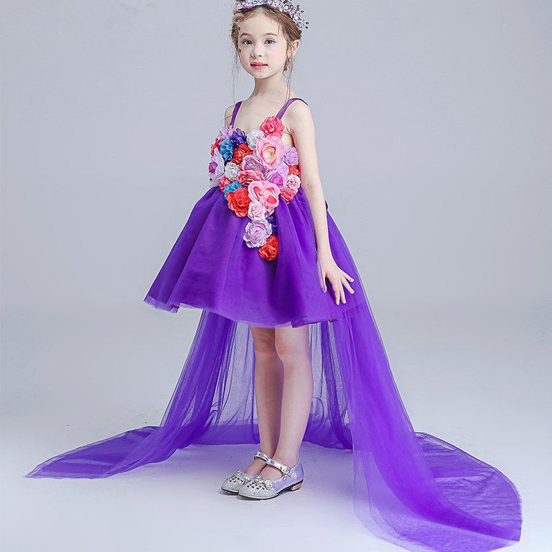 purple and white flower girl dresses