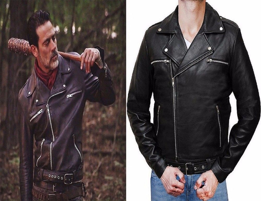 jaqueta de couro masculina negan
