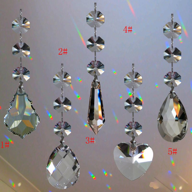 10PCS Clear Crystal Hanging Tear Drop Pendant Chandelier Lamp Prisms DIY Acces 