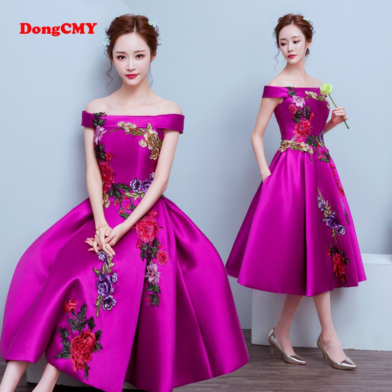 purple color party dresses