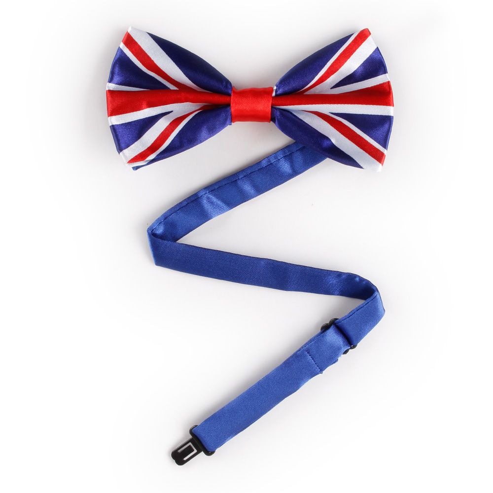 Red Blue FBT-FLAG-313 White UK Flag Union Jack Self Tie Bow Tie