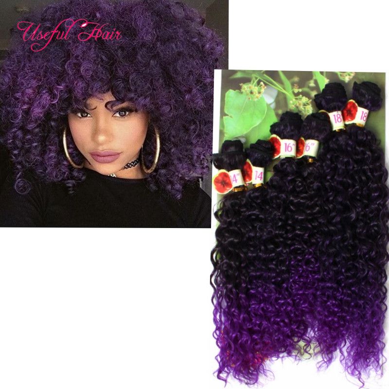 Synthetic Weft Hair Black Ombre Bug Blonde Jerry Curl Crochet Hair