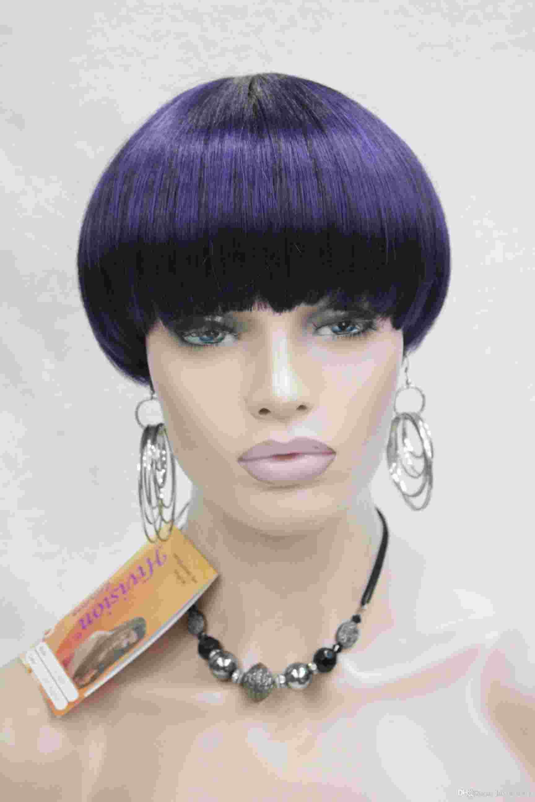 Hivision Hot Fashion Purple Mix Black Bob Mushroom Style With