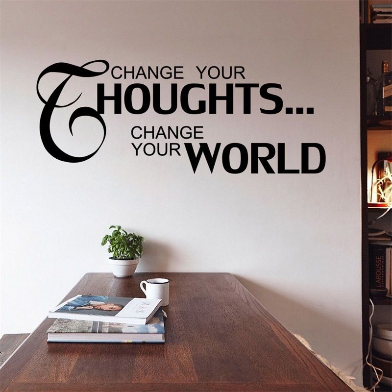89x35cm English Quotes Change Thoughts Wall Sticker Removable Art Mural