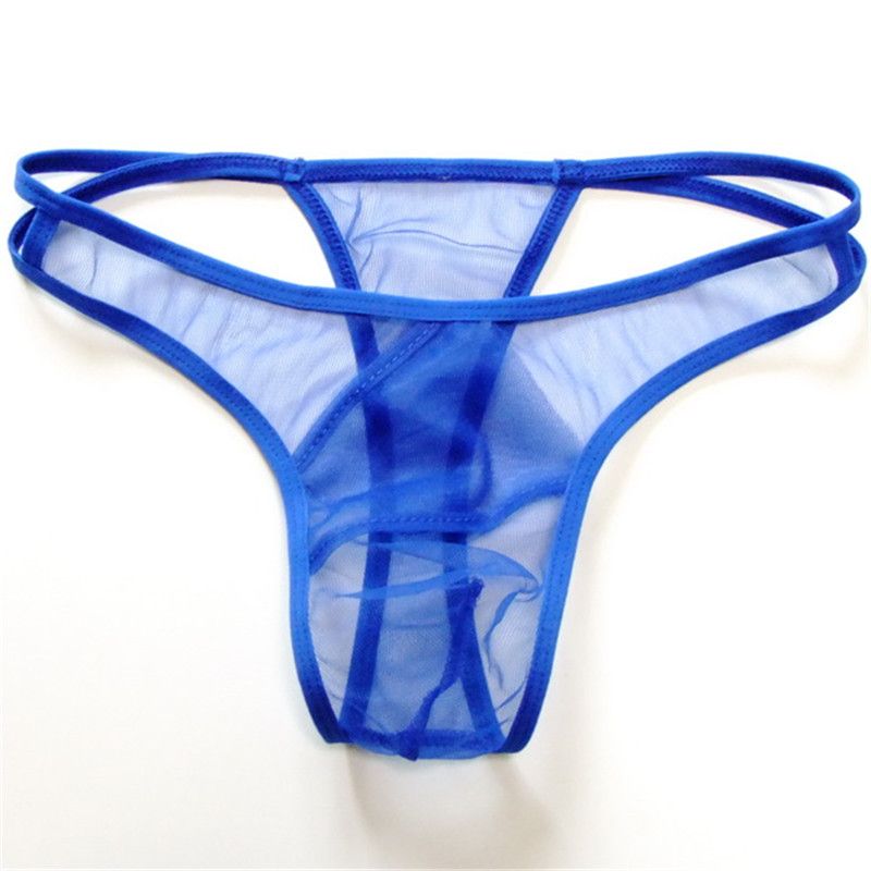 see through mens underwear Sheer thong for men transparent panties male lin...