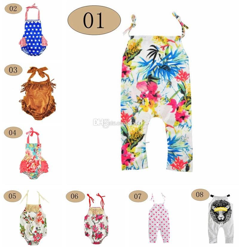 Sleeveless Toddler Baby Kids Girl Flower Lace Halter Floral Romper Jumpsuit Clothes