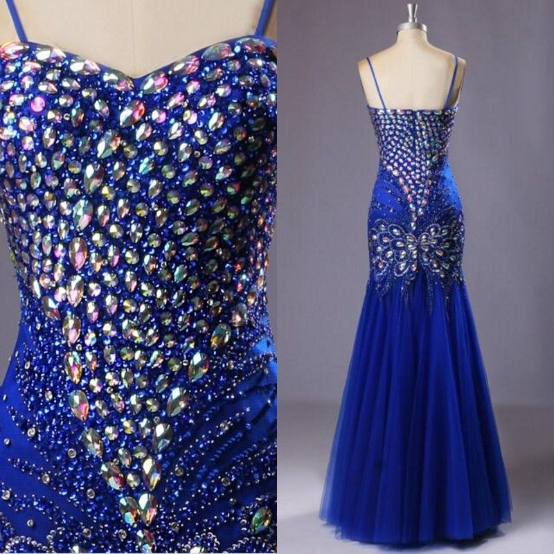 Luxury Royal Blue Rhinestone Prom ...