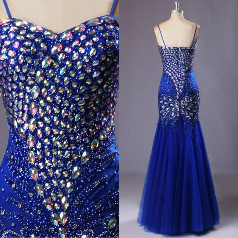 royal blue rhinestone dress