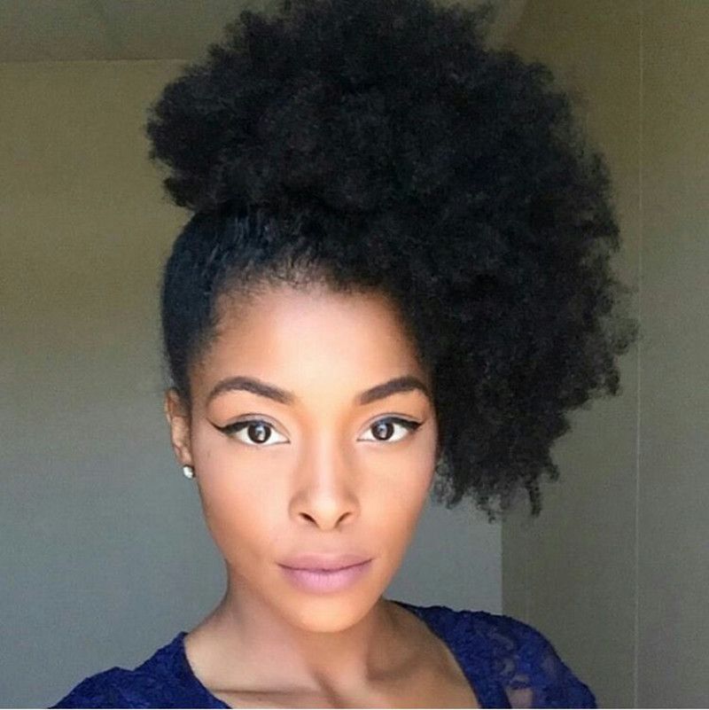 New Hair Style Afro Puff Ponytail Hair Extension Clip In Remy Afro