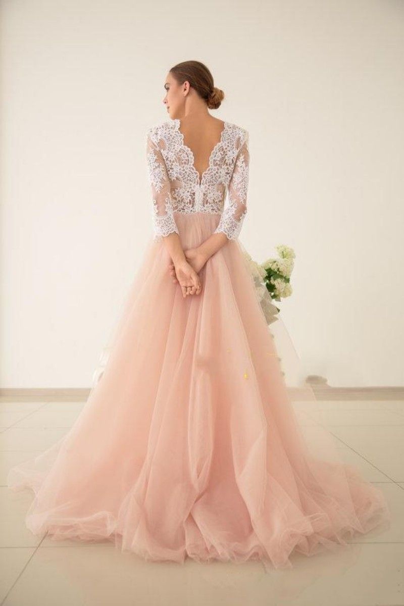 Discountsimple Vintage Blush Pink Wedding Dresses Plus Size 3 4 Sleeve V Neck Lace Appliqued Cheap Bridal Gowns From Manweisi 104 4 Dhgate Com Our pink wedding dresses are made from the highest quality fabrics and available in every color & size. vintage blush pink wedding dresses plus