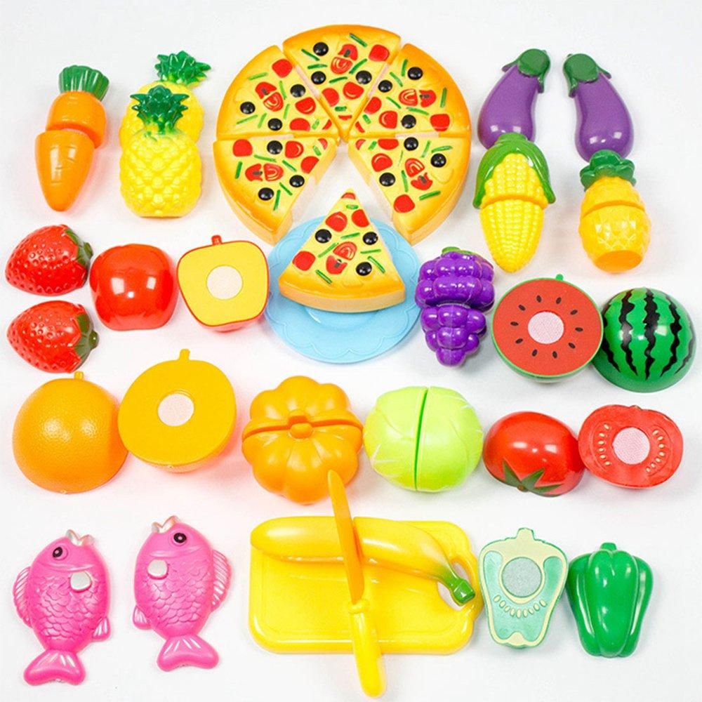 24 piezas de plástico para cortar frutas  juguetes verduras 