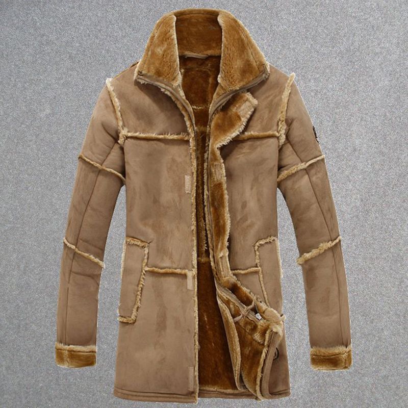 2020 Winter Warm Male Men'S Thickened Wool Fur Coat Deerskin Street ...