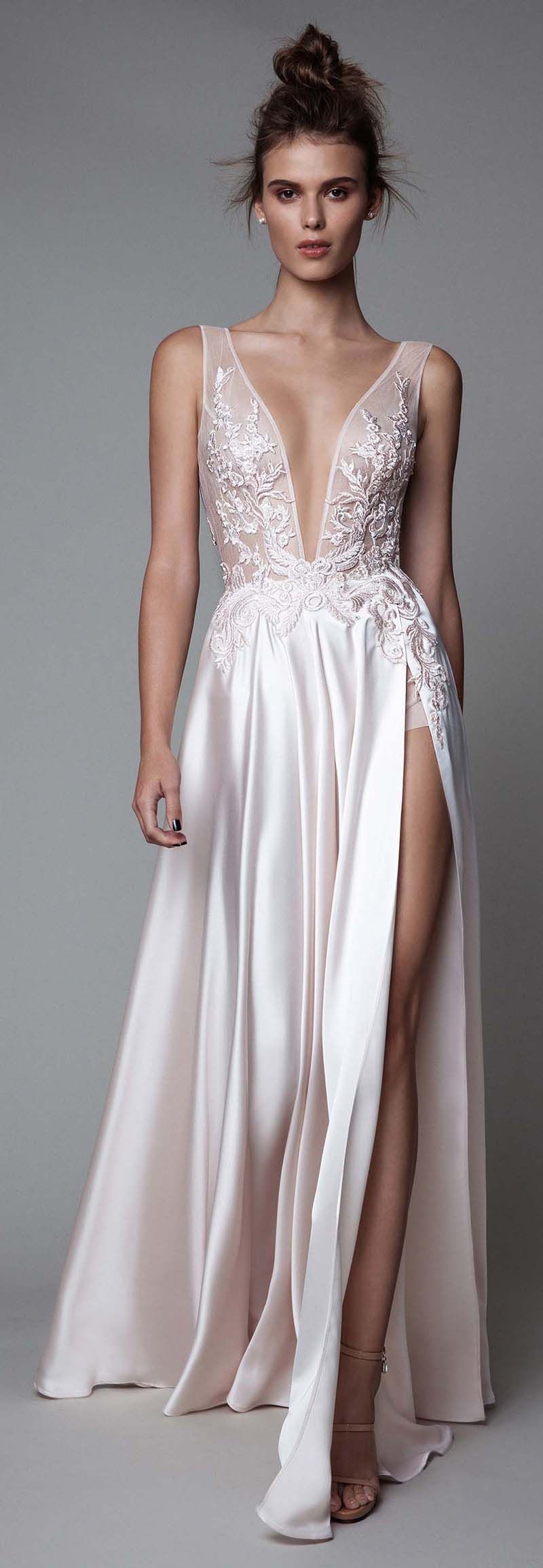 white silk evening gown