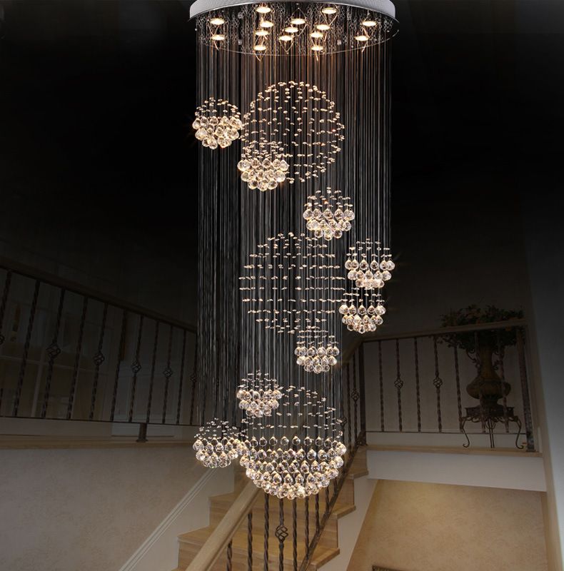 Modern Chandelier Large Crystal Light Fixture For Lobby Staircase