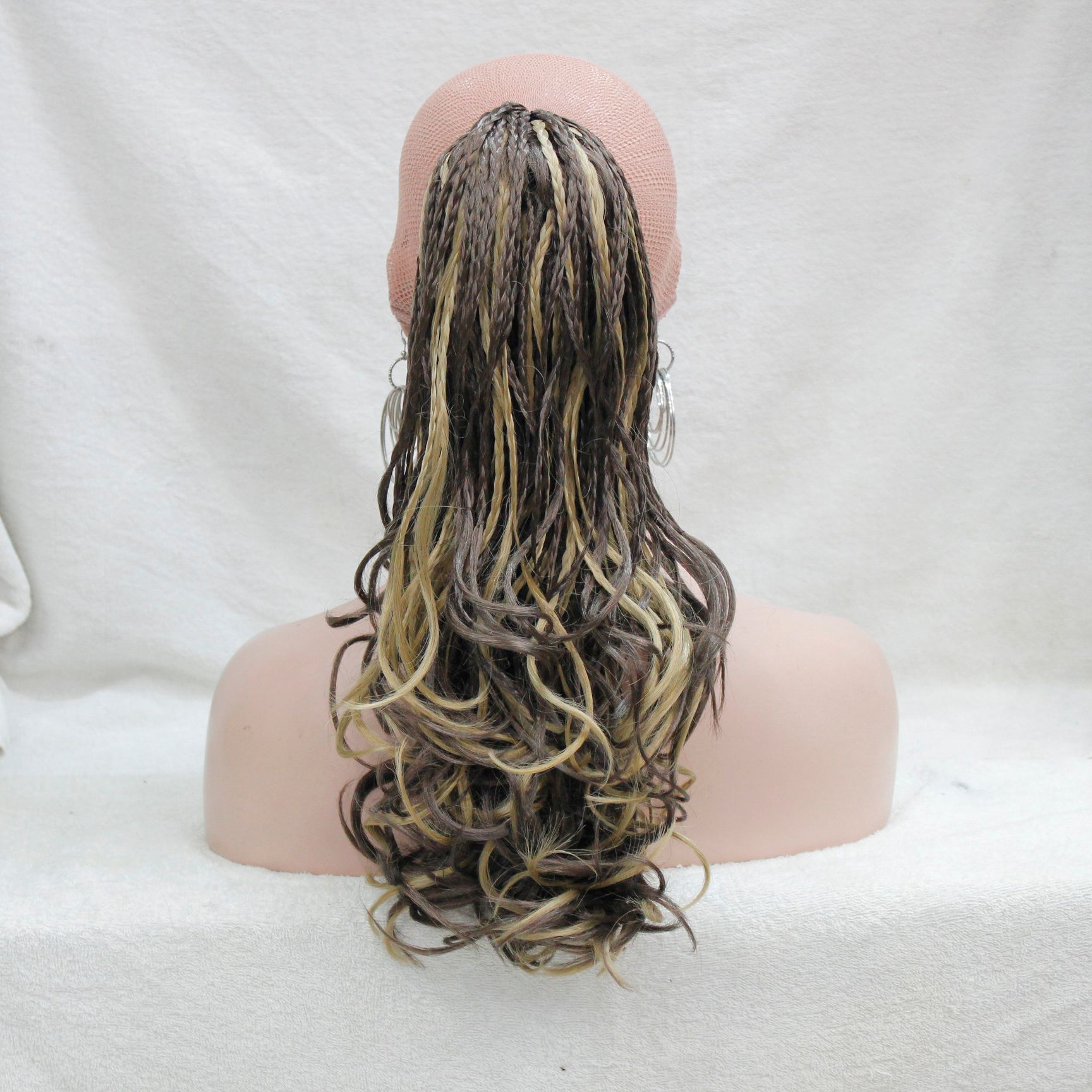 Hand Woven Medium Brown With Ginger Highlight Long Braided