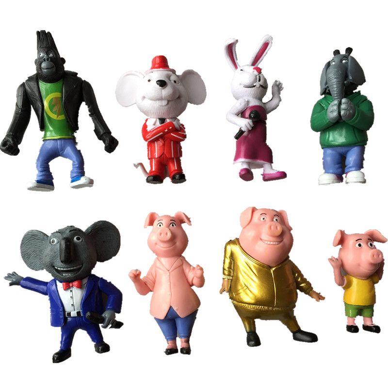 Details about   8 Pcs Sing Movie Cartoon Buster Moon Johnny Doll Action Figure Toy Cake Topper 